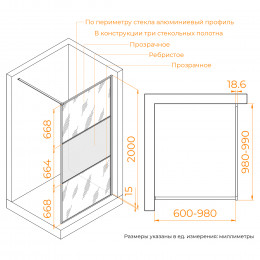 Душевая перегородка RGW WA-09B 1000