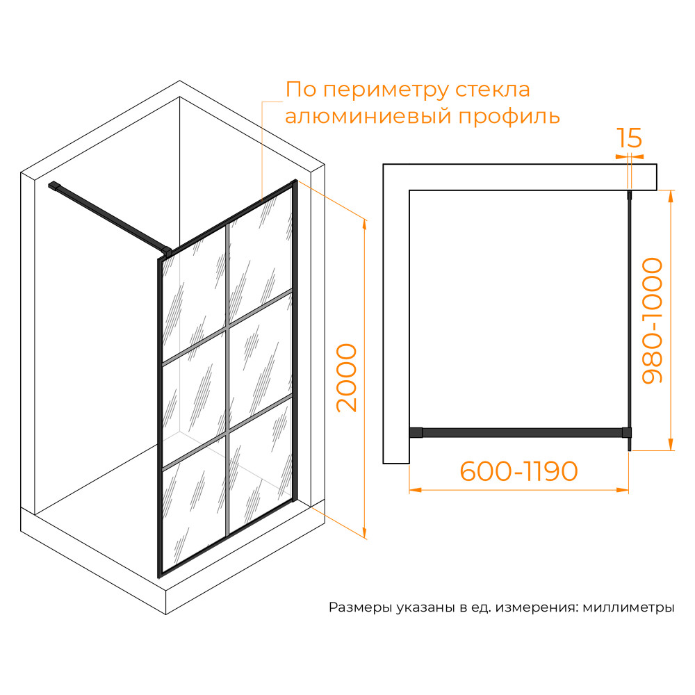 Душевая перегородка RGW WA-11B 1000