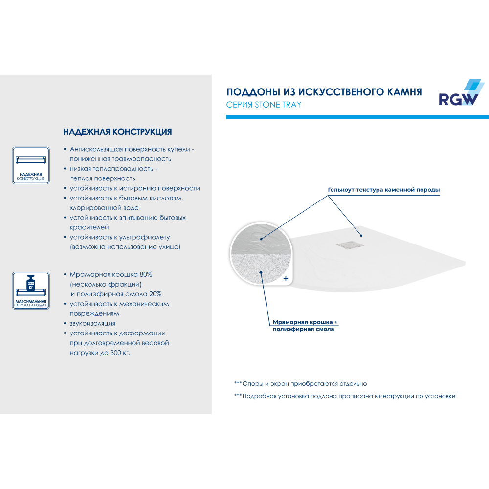 Душевой поддон полукруглый RGW ST/R-W Белый  1000x1000