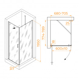 Душевой уголок RGW LE-034 (LE-003 + Z-14) 700x800