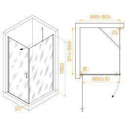 Душевой уголок RGW LE-034 (LE-003 + Z-14) 900x1000