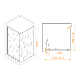 Душевой уголок RGW PA-132B (PA-21B+Z-050-5B) 1000x1000