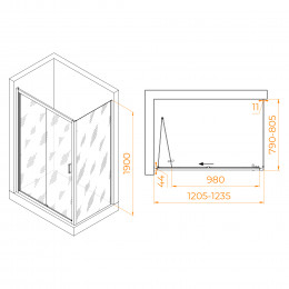 Душевой уголок RGW PA-142B (PA-21B+Z-050-5B) 1200x800