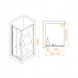 Душевой уголок RGW PA-142 (PA-21+Z-050-5) 700x900