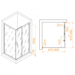Душевой уголок RGW PA-245B 900x1000