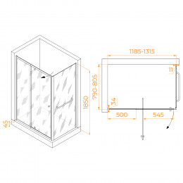 Душевой уголок RGW PA-44-1 (PA-02 + Z-060-1) 1200x800