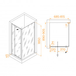 Душевой уголок RGW PA-44B (PA-02B + Z-050-1B) 700x900