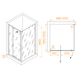 Душевой уголок RGW PA-44B (PA-02B + Z-050-1B) 900x1000