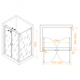 Душевой уголок RGW PA-144 (PA-104+Z-050-2+O-104) 1200x1000
