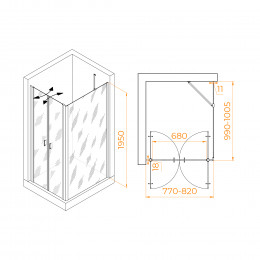 Душевой уголок RGW PA-144B (PA-104B+Z-050-2B+O-204B) 800x1000