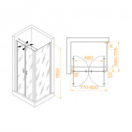 Душевой уголок RGW PA-144 (PA-104+Z-050-2+O-104) 800x700
