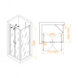 Душевой уголок RGW PA-144 (PA-104+Z-050-2+O-204) 800x700