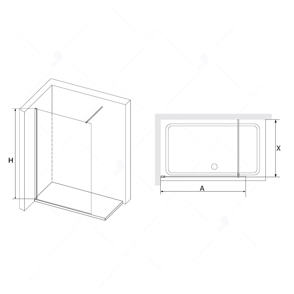 Комплект: Перегородка RGW WA-010B + поддон RGW ST G + сифон RGW S-010