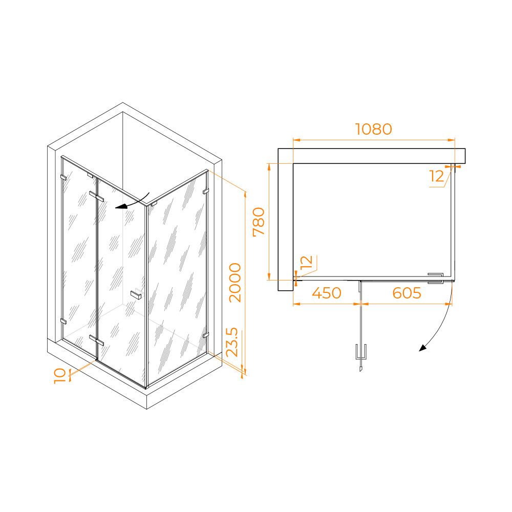 Душевой уголок RGW SV-040B 1100x800