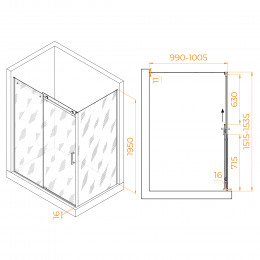 Душевой уголок RGW TO-44-1B (TO-14B + Z-060-2B) 1500x1000