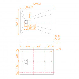 Душевой поддон прямоугольный RGW TSS-B Черный  900x1200