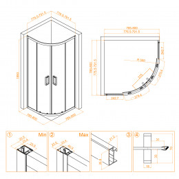 Душевой уголок RGW CL-54B 800x800