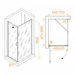 Душевой уголок RGW LE-034 (LE-003 + Z-14) 700x900