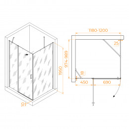 Душевой уголок RGW LE-044 (LE-004+Z-14) 1200x1000