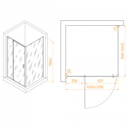 Душевой уголок RGW PA-078 (RGW PA-008 + Z-050-2) 1000x1000