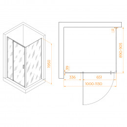 Душевой уголок RGW PA-078B (RGW PA-008B + Z-050-2B) 1000x900