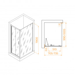 Душевой уголок RGW PA-142 (PA-21+Z-050-5) 700x1000