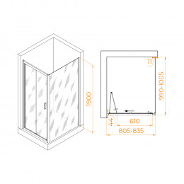 Душевой уголок RGW PA-142B (PA-21B+Z-050-5B) 800x1000