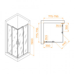Комплект: Угол RGW PA-31 + поддон RGW ST-W