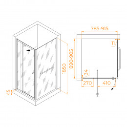 Душевой уголок RGW PA-44-1 (PA-02 + Z-060-1) 800x900