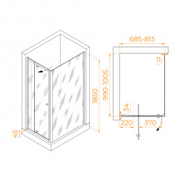 Душевой уголок RGW PA-44B (PA-02B + Z-050-1B) 700x1000