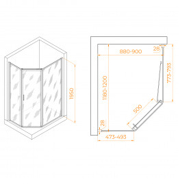 Душевой уголок RGW PA-86S 900x1200