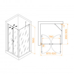 Душевой уголок RGW PA-134 (PA-104+Z-050-2+O-204) 900x900