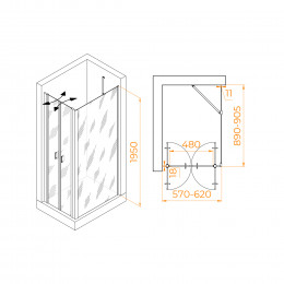 Душевой уголок RGW PA-144 (PA-104+Z-050-2+O-204) 600x900