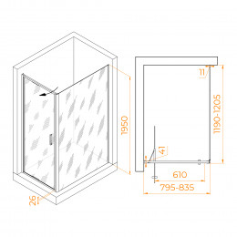 Душевой уголок RGW SV-145B  (SV-05B + Z-050-2B) 800x1200