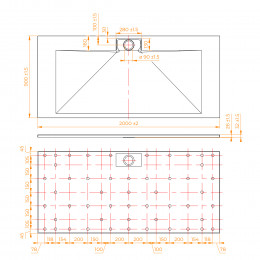 Душевой поддон прямоугольный RGW TKS-W Белый  900x2000