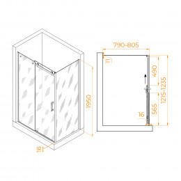 Душевой уголок RGW TO-44 (TO-14 + Z-050-2) 1200x800