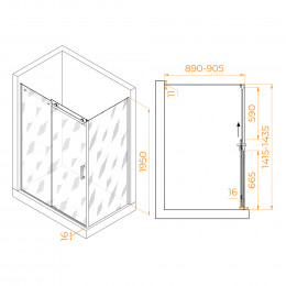 Душевой уголок RGW TO-44 (TO-14 + Z-050-2) 1400x900