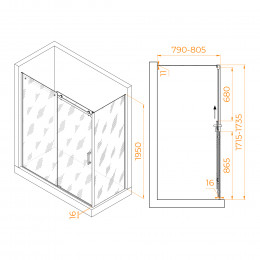 Душевой уголок RGW TO-44-1B (TO-14B + Z-060-2B) 1700x800
