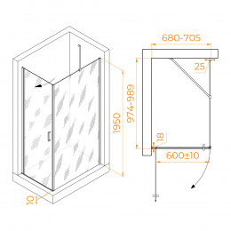 Душевой уголок RGW LE-034 (LE-003 + Z-14) 700x1000