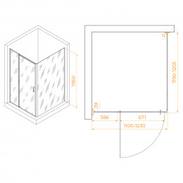 Душевой уголок RGW PA-078B (RGW PA-008B + Z-050-2B) 1100x1200