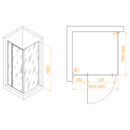 Душевой уголок RGW PA-078 (RGW PA-008 + Z-050-2) 800x800
