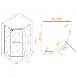 Душевой уголок RGW PA-091 1000x1200