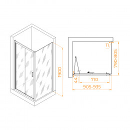 Душевой уголок RGW PA-142 (PA-21+Z-050-5) 900x800