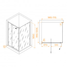 Душевой уголок RGW PA-32 (PA-02 + Z-050-1) 1000x1000