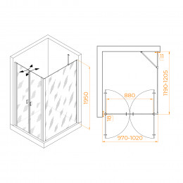 Душевой уголок RGW PA-144B (PA-104B+Z-050-2B+O-204B) 1000x1200