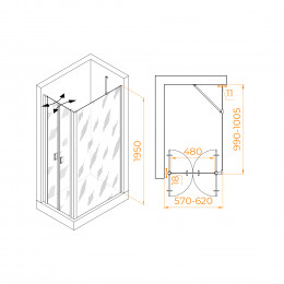 Душевой уголок RGW PA-144 (PA-104+Z-050-2+O-204) 600x1000