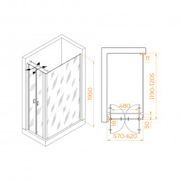 Душевой уголок RGW PA-144 (PA-104+Z-050-2+O-104) 600x1200