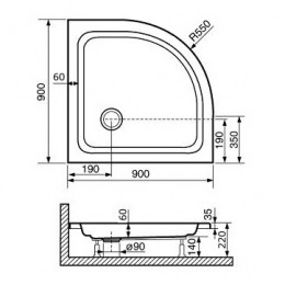 Душевой поддон полукруглый RGW STYLE P  900x900