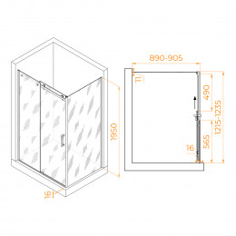 Душевой уголок RGW TO-44B (TO-14B + Z-050-2B) 1200x900