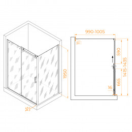 Душевой уголок RGW TO-44 (TO-14 + Z-050-2) 1400x1000
